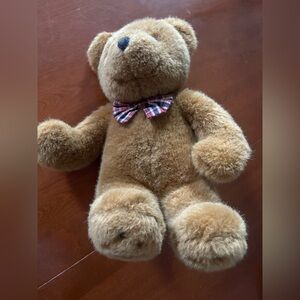 Classic Brown Plush Teddy Bear with Plaid Bow - Soft Kids Stuffed Animal